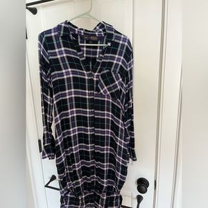 Gap + Pendleton plaid button up dress with tie waist, Small